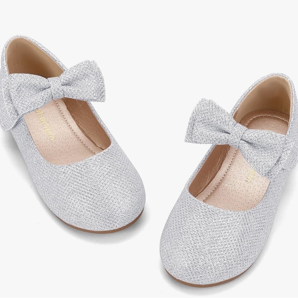 Kids HeHalnom‎ Silver Bow Shoes-Size 12